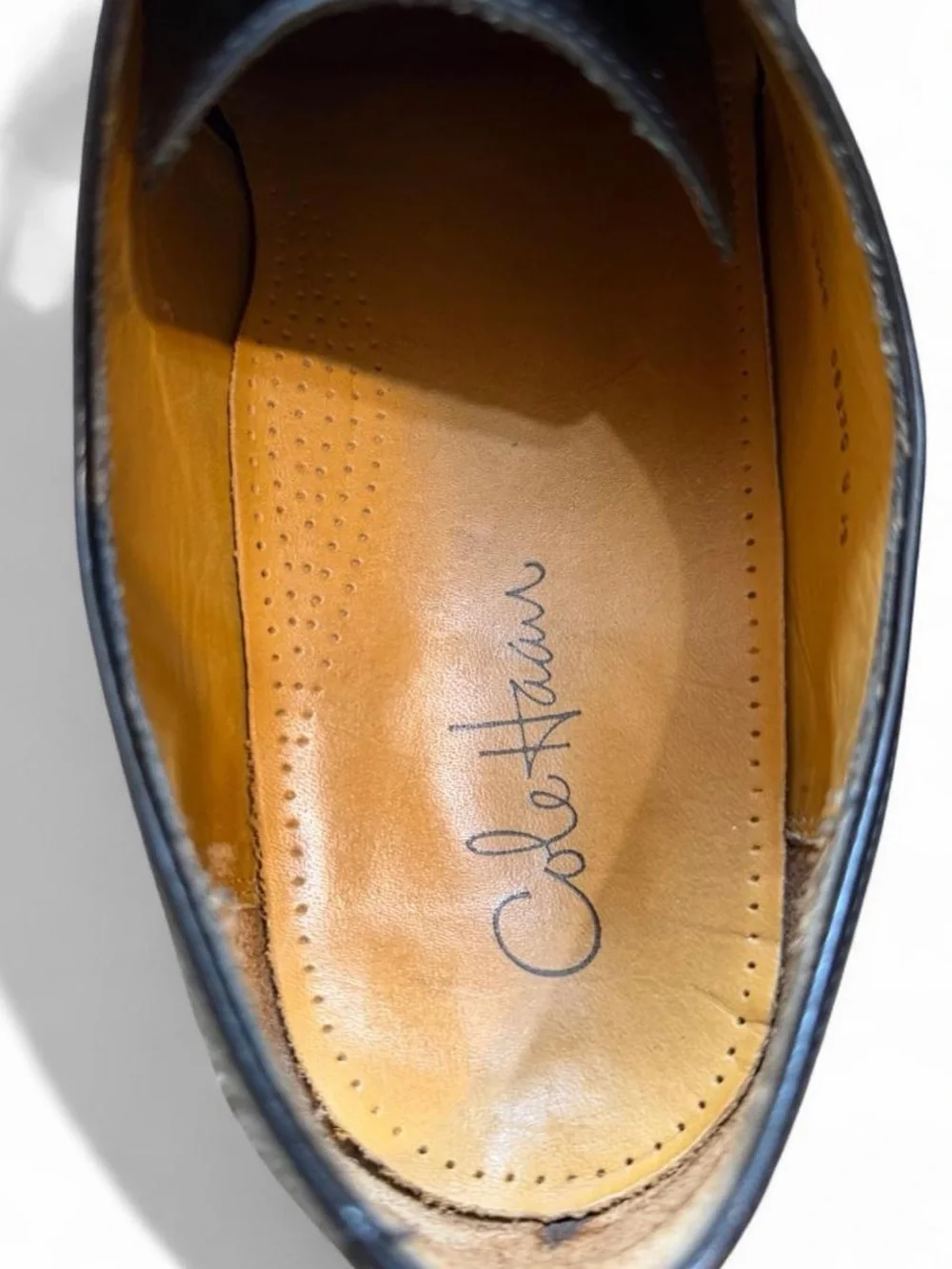 Cole Haan Men’s 12E Black Leather Cap Toe Oxford Dress Shoes Lace Up Wide